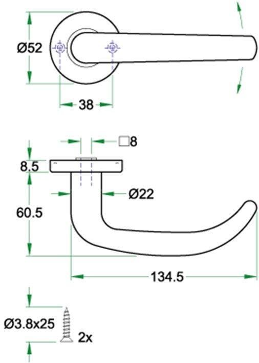 Artitec Wallebroek Krukgarn FAME PL rvs mat Miva WC 8mm noodontgr.
