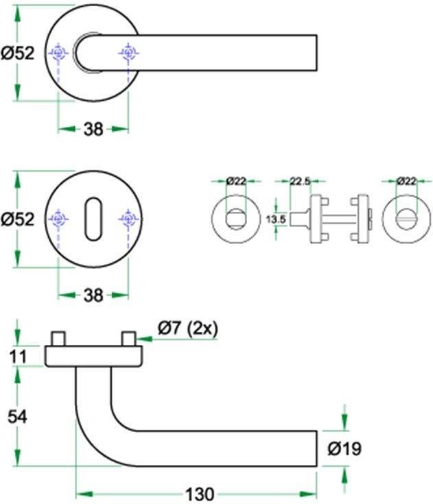 Artitec Wallebroek Krukgarn LIDO rvs mat WC 8mm