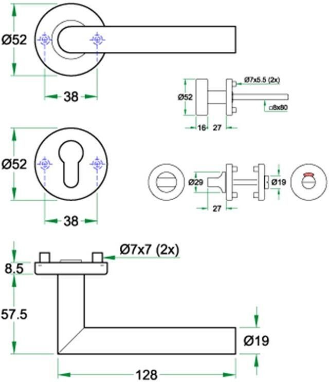 Artitec Wallebroek Krukgarn TESSA PL rvs mat Miva WC 8mm noodontgr.