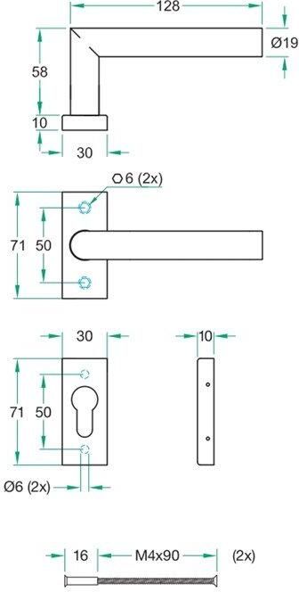 Artitec Wallebroek Krukgarn TIPO rvs mat rechthoekig rozet PC
