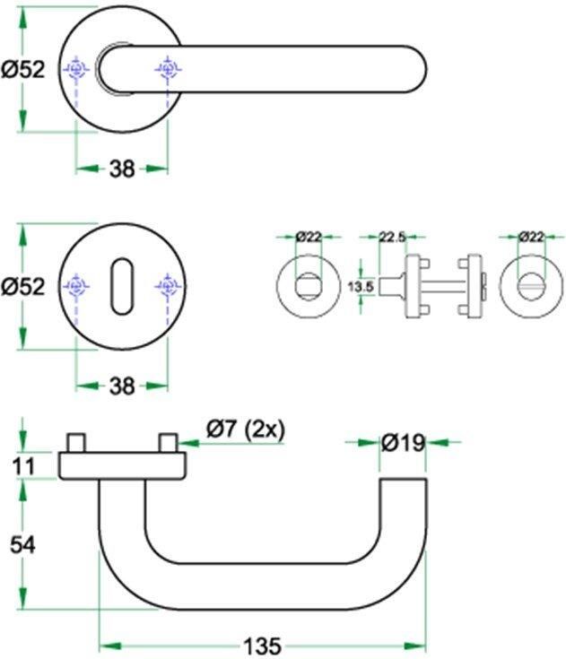 Artitec Wallebroek Krukgarn UNO rvs mat WC 8mm