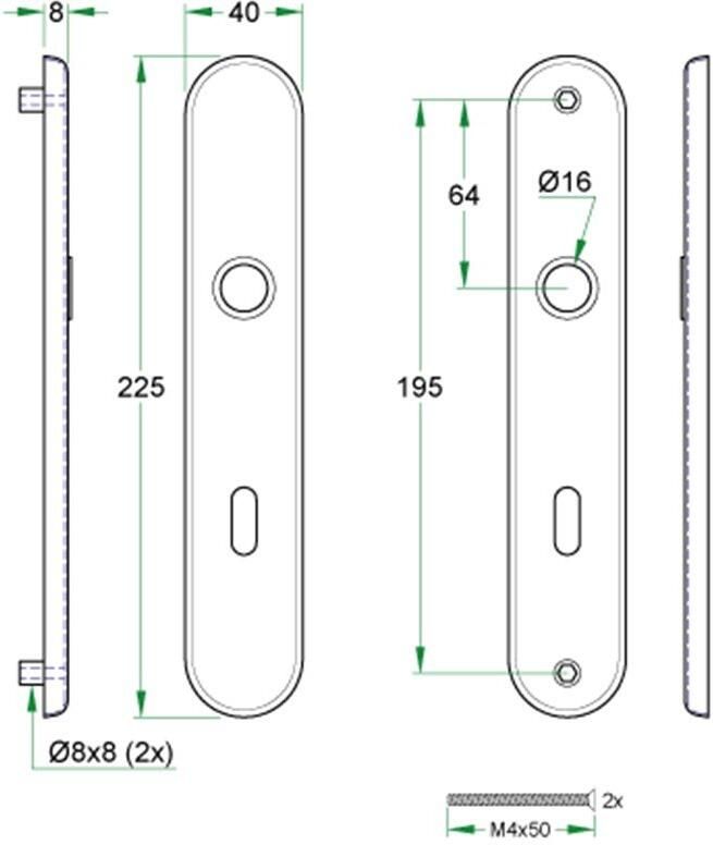 Artitec Wallebroek Blindschild (afdek) afgerond LS rvs mat schroef-bev