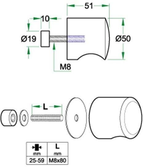 Artitec Wallebroek STAR voordeurknop ¢50mm doorgaande bev.