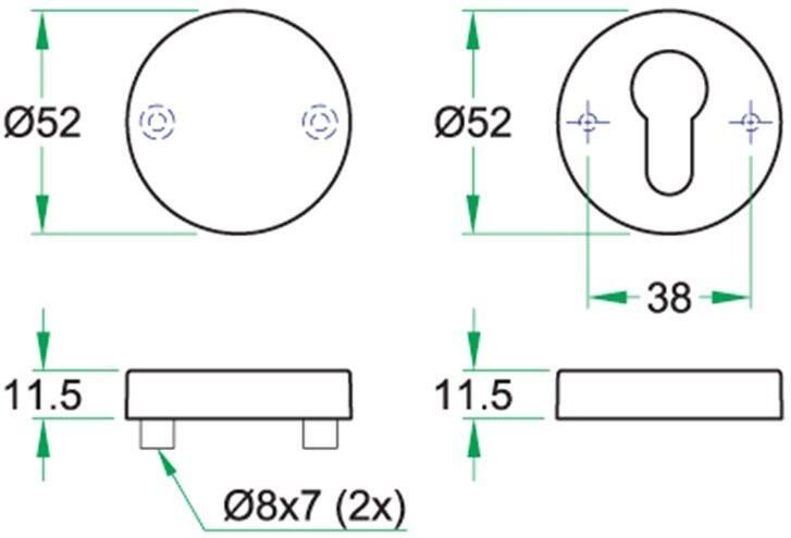 Artitec Wallebroek Veiligheidsrozet paar SKG*** rvs mat blind PC