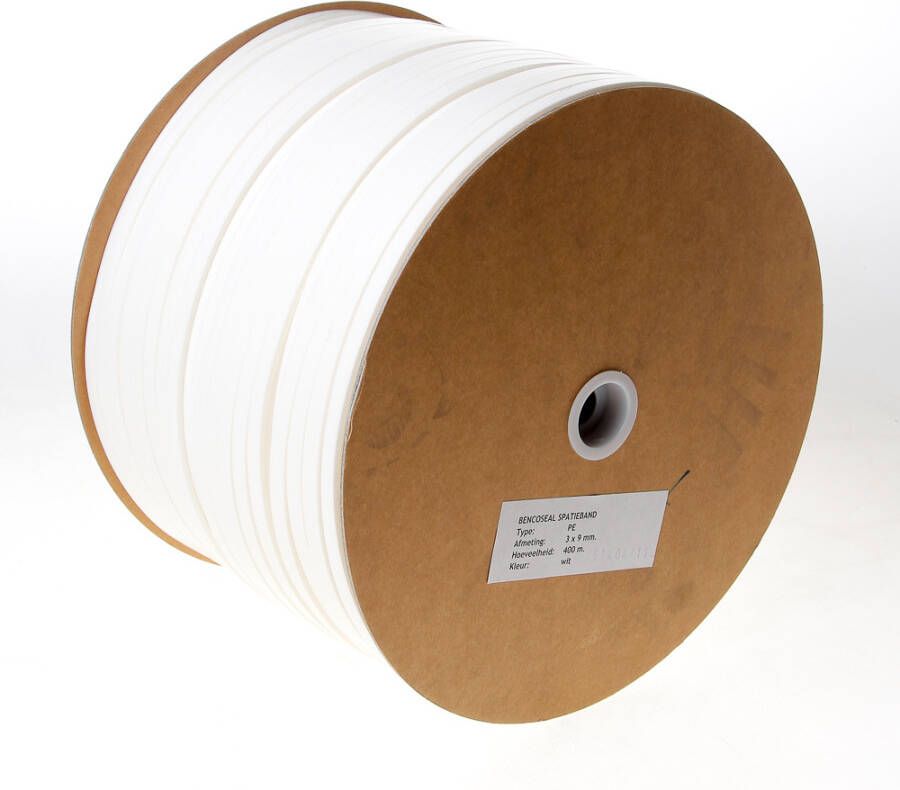 Bloem PE-spatieband op haspel 400mtr 9x3 wit