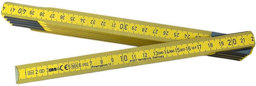 Bmi Duimstok lengte 2 m mm cm EG III hout geel