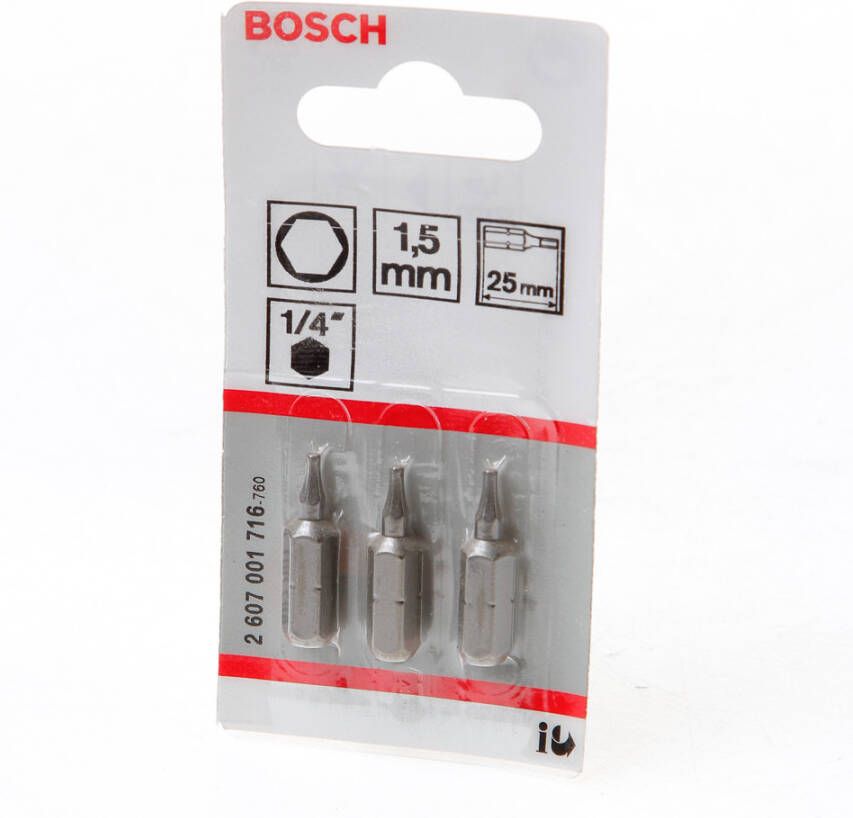 Bosch Accessoires Bit extra-hard HEX 1.5 25 mm 3st 2607001716