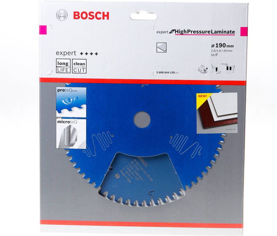 Bosch Accessoires Cirkelzaagblad Expert for High Pressure Laminate 190X30X2.6 1.6X56 2608644135