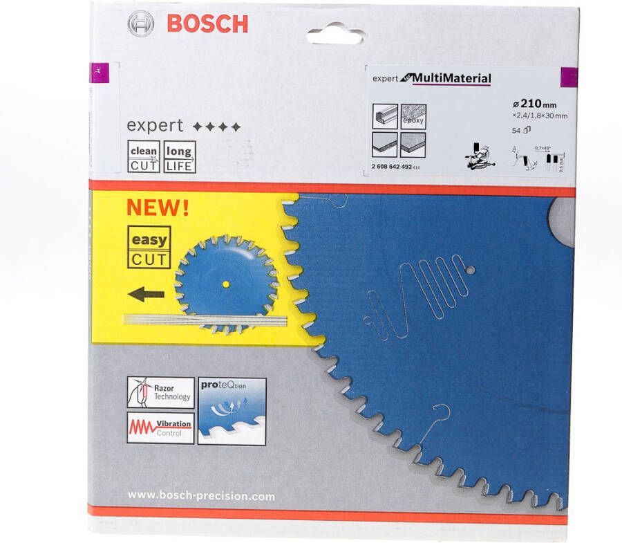 Bosch Accessoires Cirkelzaagblad Expert for Multimaterial K V 210X30X2.4 1.8 54T 2608642492