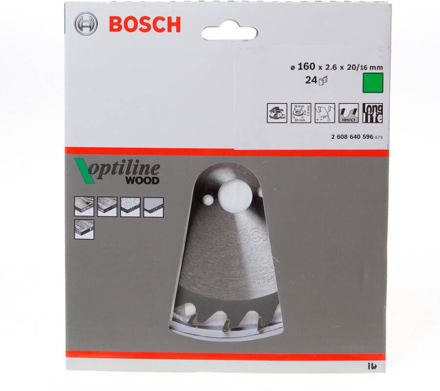 Bosch Accessoires Cirkelzaagblad Optiline Wood 160 x 20 16 x 2 6 mm 24 1st 2608640596