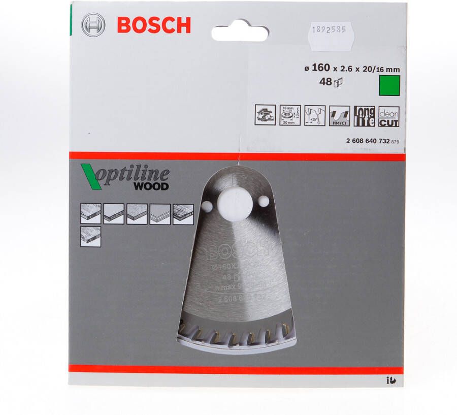 Bosch Accessoires HM Cirkelzaagblad Optiline Wood 160x20 16 T48  2608640732