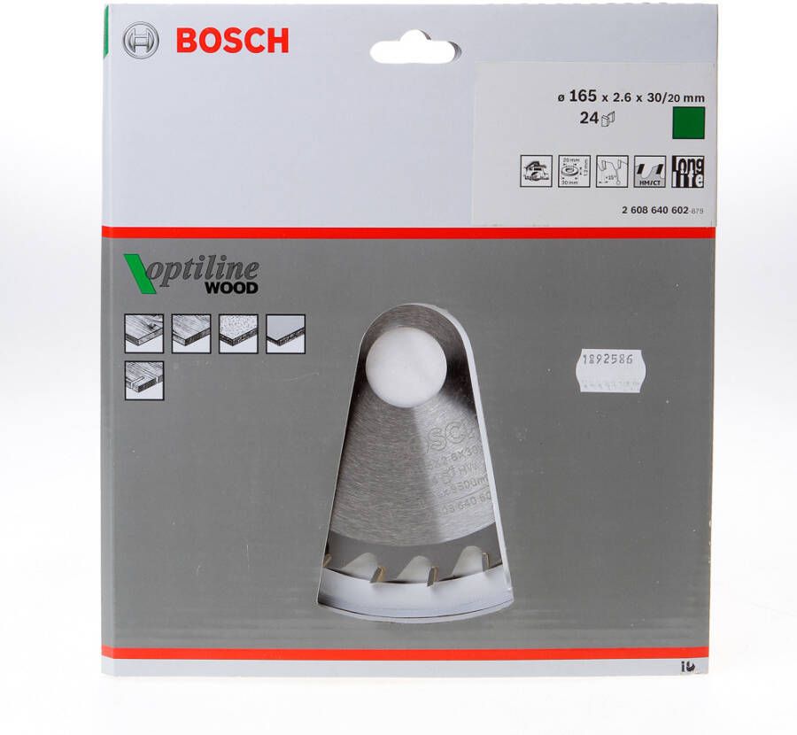 Bosch Accessoires Cirkelzaagblad Optiline Wood 165 x 30 20 x 2 6 mm 24 1st 2608640602