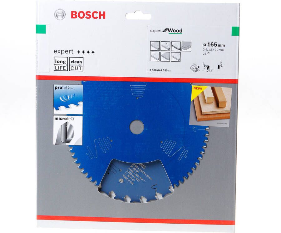 Bosch Accessoires Cirkelzaagblad expert for Wood 165x30x2.6 1.6x24T 2608644025