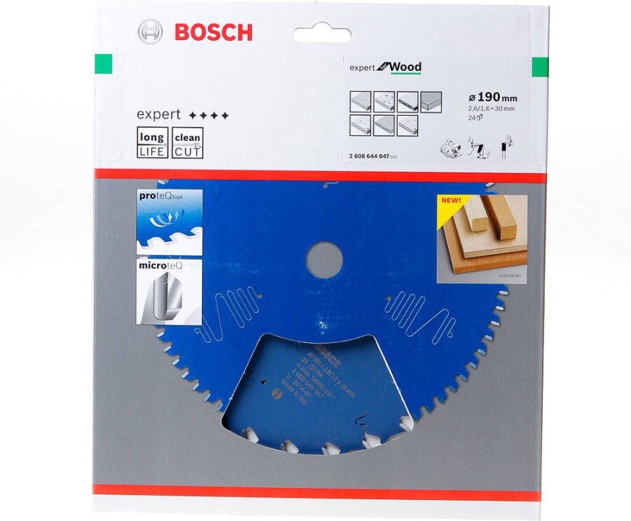 Bosch Accessoires Cirkelzaagblad expert for Wood 190x30x2.6 1.6x24 T 2608644047