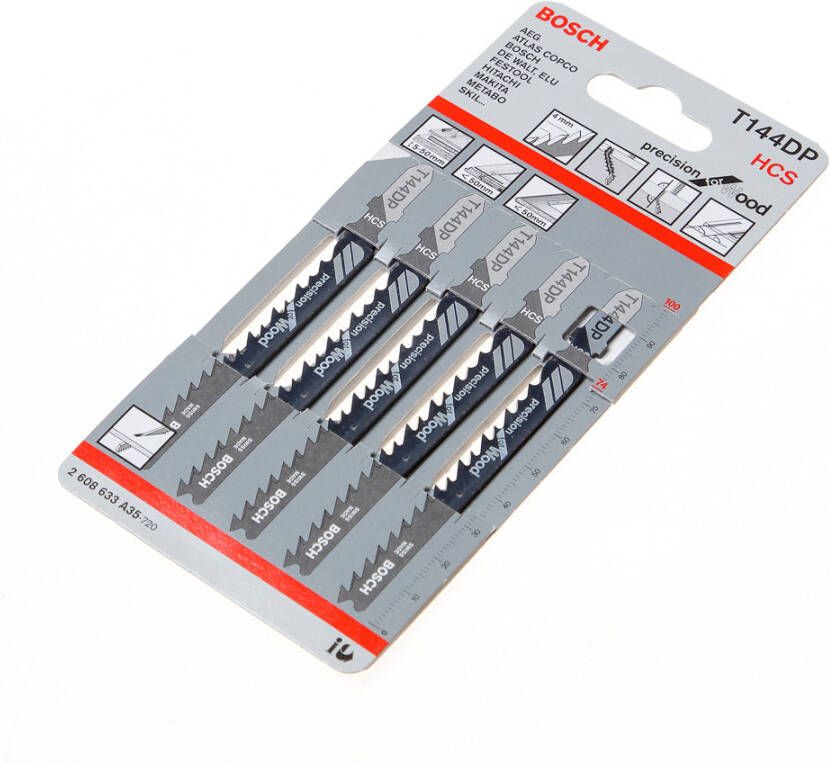 Bosch Accessoires 5x Precision voor hout decoupeerzaagblad T144DP 2608633A35