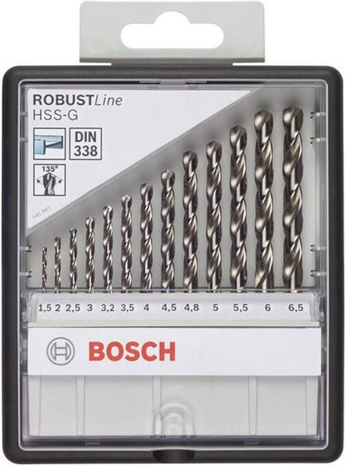 Bosch Accessoires 13-delige Robust Line metaalborenset HSS-G 135° 1 5; 2; 2 5; 3; 3 2; 3 5; 4; 4 5; 4 8; 5; 6; 6 5 mm 135° 13st 2607010538