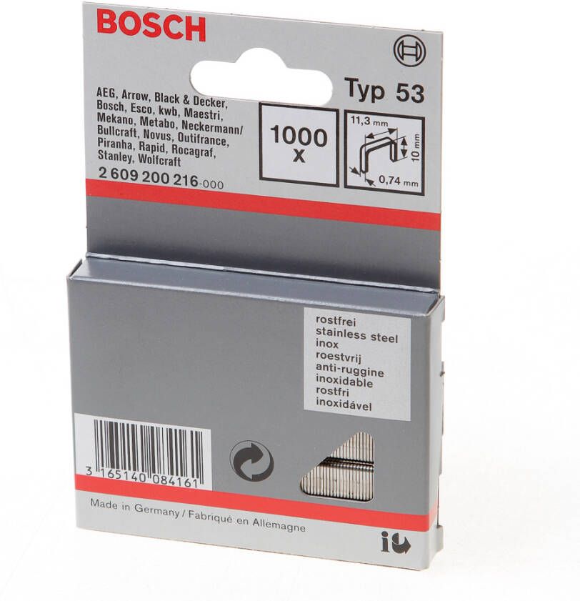 Bosch Accessoires Niet met fijne draad type 53 11 4 x 0 74 x 10 mm 1000st 2609200216