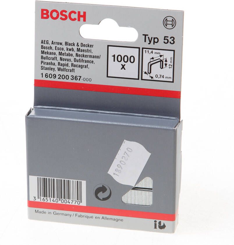 Bosch Accessoires Niet met fijne draad type 53 11 4 x 0 74 x 12 mm 1000st 1609200367