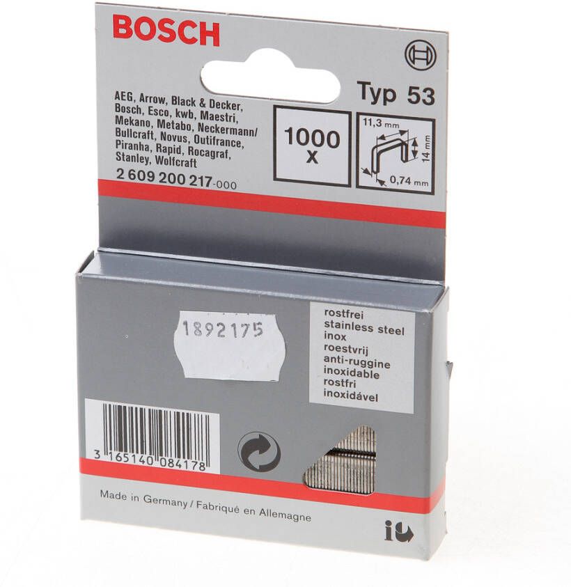 Bosch Accessoires Niet met fijne draad type 53 11 4 x 0 74 x 14 mm 1000st 2609200217