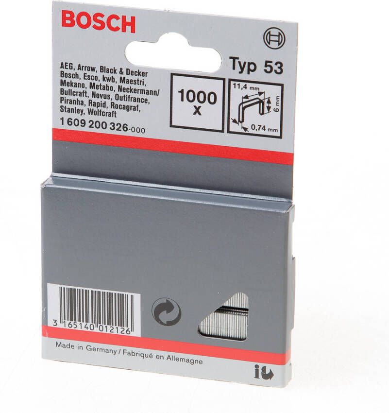 Bosch Accessoires Niet met fijne draad type 53 11 4 x 0 74 x 6 mm 1000st 1609200326