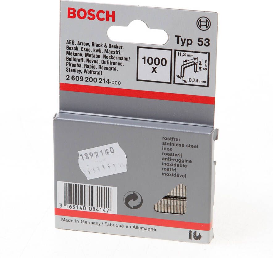 Bosch Accessoires Niet met fijne draad type 53 11 4 x 0 74 x 6 mm 1000st 2609200214