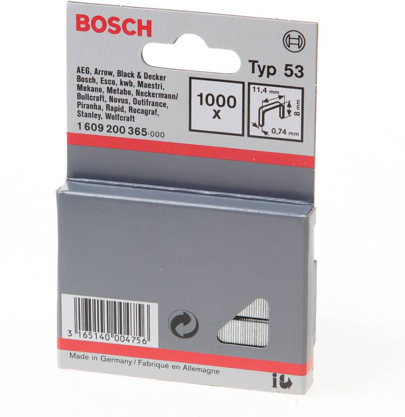 Bosch Accessoires Niet type 53 11 4 x 0 74 x 8 mm 1000st 1609200365