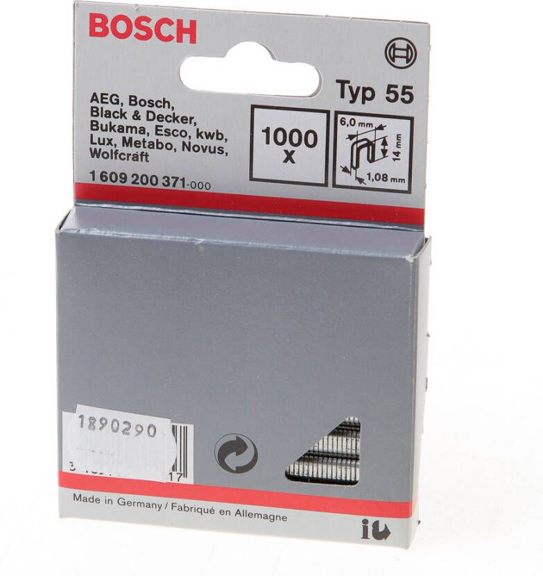 Bosch Accessoires Niet met smalle rug type 55 6 x 1 08 x 14 mm 1000st 1609200371
