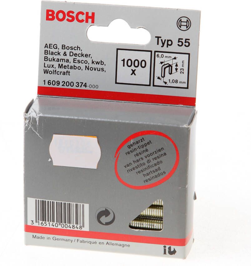 Bosch Accessoires Niet met smalle rug type 55 geharst 6 x 1 08 x 23 mm 1000st 1609200374