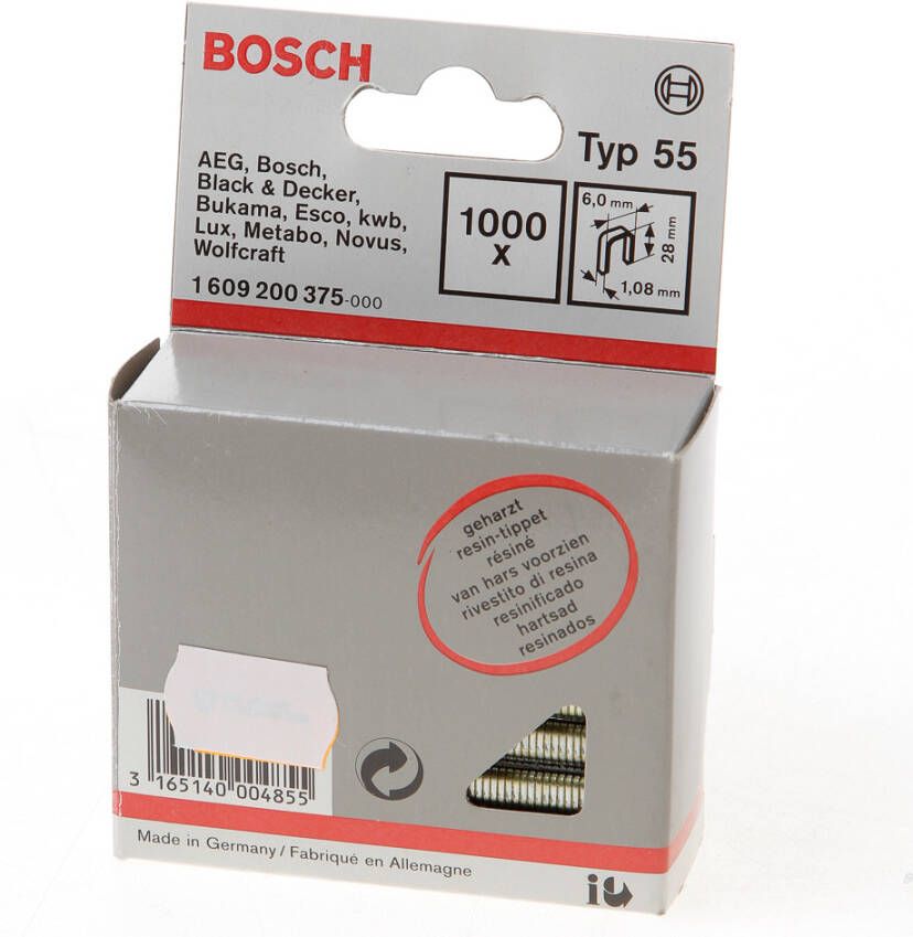Bosch Accessoires Niet met smalle rug type 55 geharst 6 x 1 08 x 28 mm 1000st 1609200375