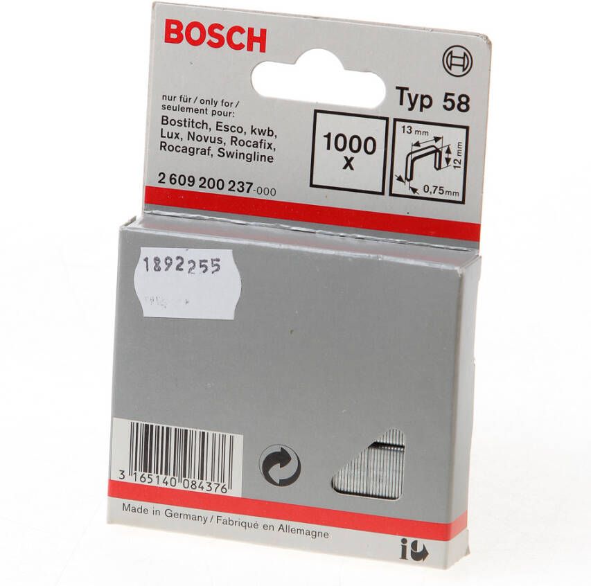 Bosch Accessoires Niet met fijne draad type 58 13 x 0 75 x 12 mm 1000st 2609200237