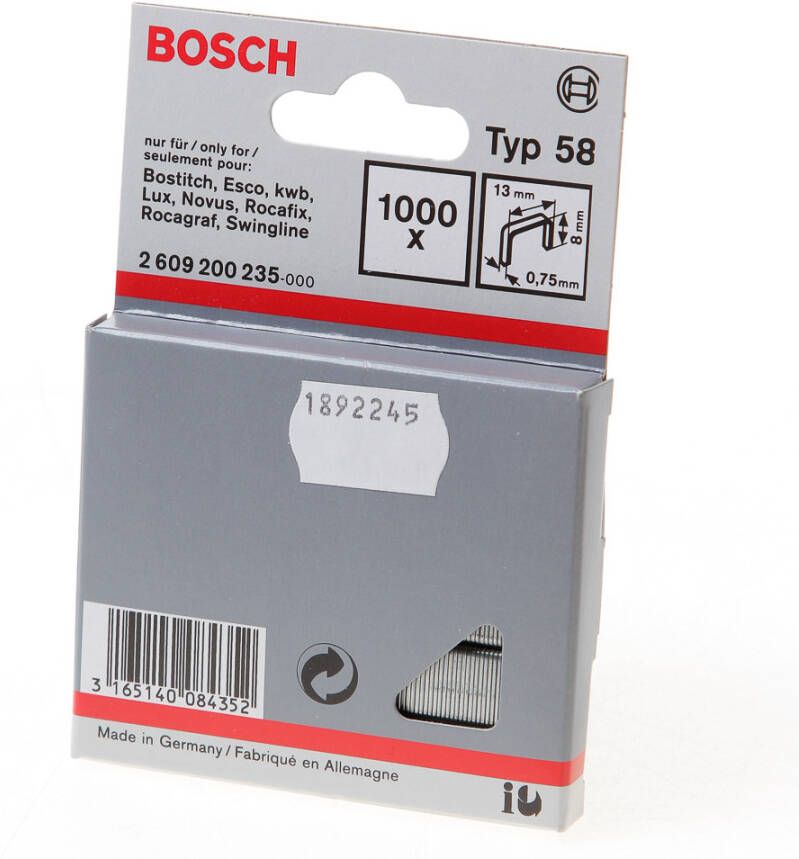 Bosch Accessoires Niet met fijne draad type 58 13 x 0 75 x 8 mm 1000st 2609200235