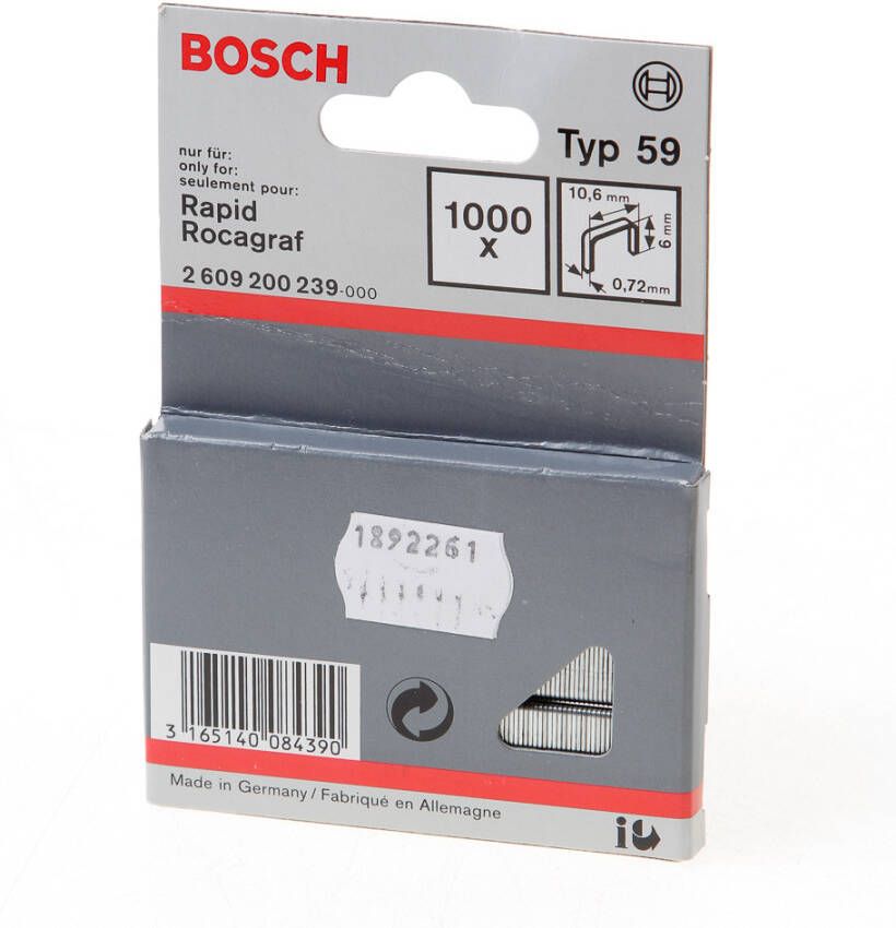 Bosch Accessoires Niet met fijne draad type 59 10 6 x 0 72 x 6 mm 1000st 2609200239