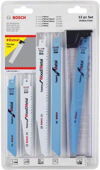Bosch Accessoires 12-delige set reciprozaagbladen heavy for Wood + Metal in opbergbox 2607010908
