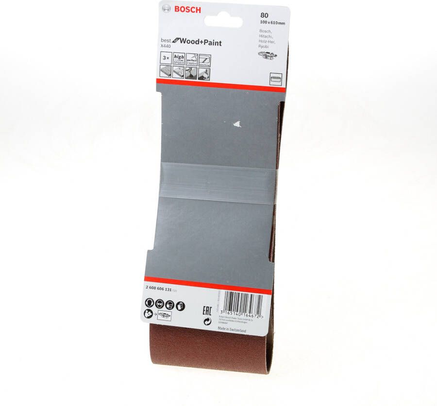Bosch Accessoires 3 Banden 100x610 X440 Best for Wood+Paint K80 2608606131