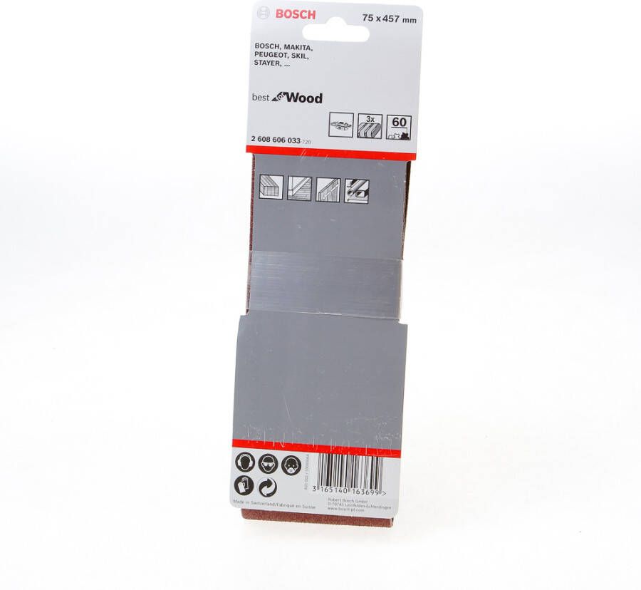 Bosch Accessoires Schuurbanden Redwood | 75 x 457 mm | K60 | Per 3 | 2608606033