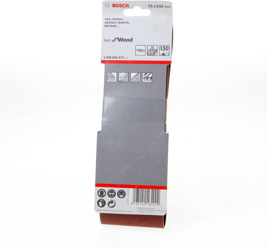 Bosch Accessoires 3-delige schuurbandset X440 | 75X533 | K150 | BFW 2608606073