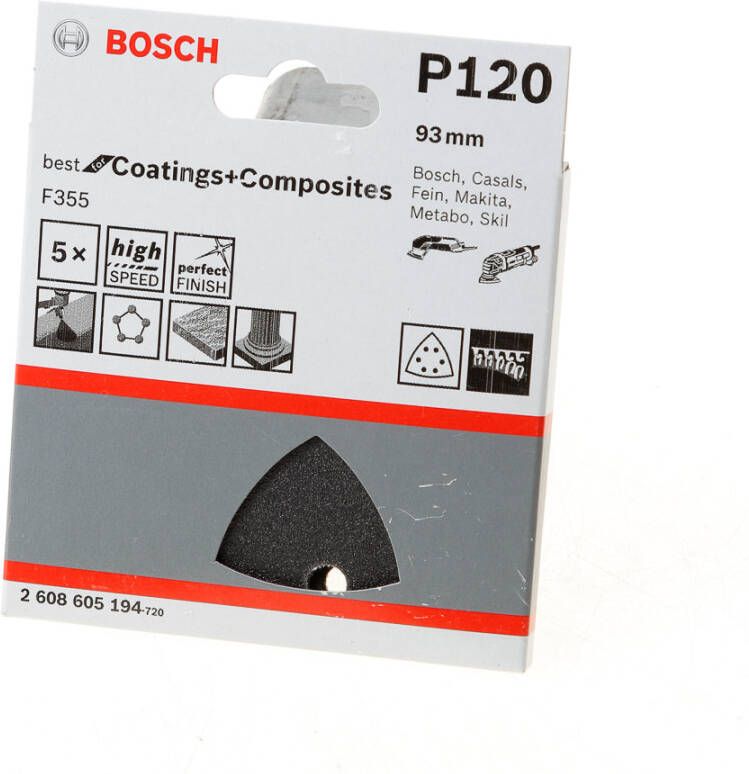 Bosch Accessoires Schuurblad 93mm 5 stuks korrel 120 2608605194