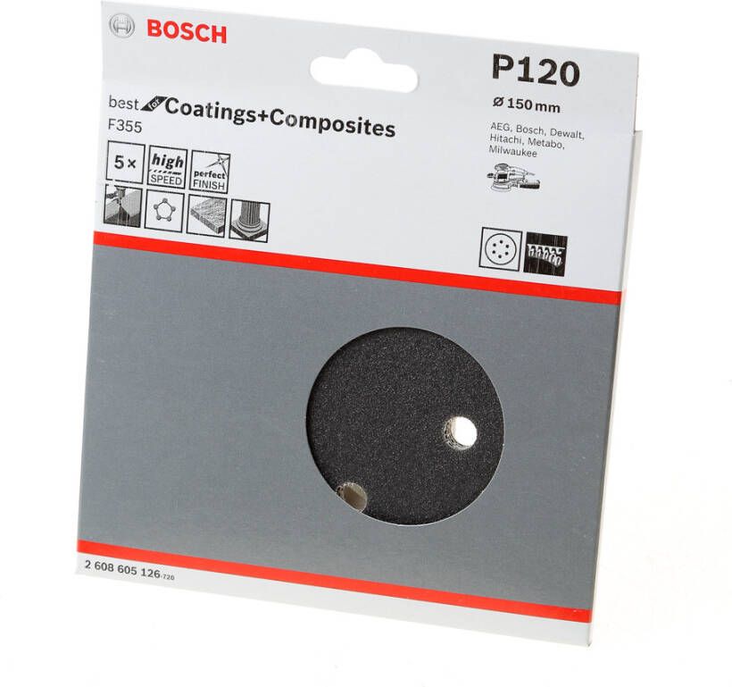 Bosch Accessoires 5 Excenter Ø150mm F355 Best for Coatings+Composite 6 120 2608605126