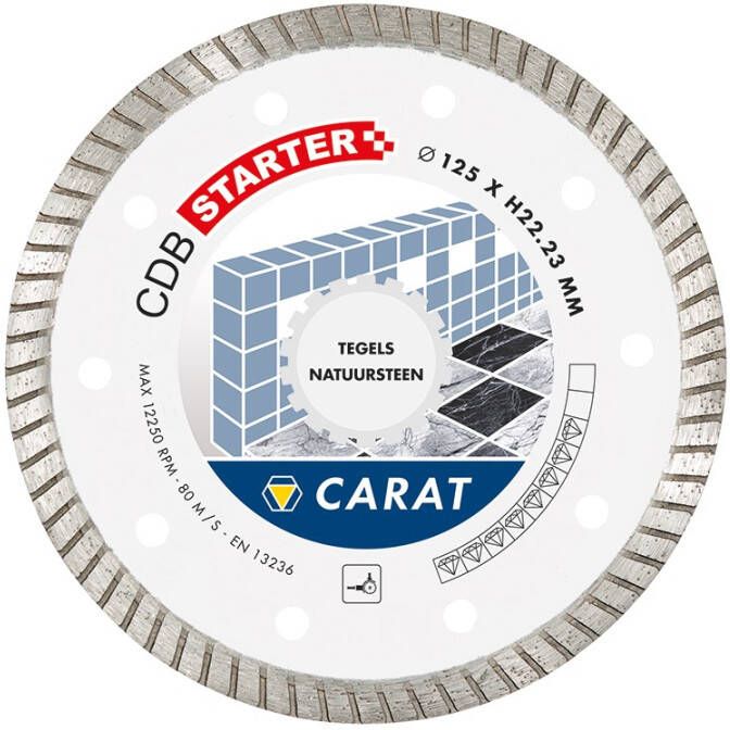 Carat CDBS125300 Diamantzaagblad voor droogzagen 125x22 23x10mm Tegels Natuursteen CDBS125300