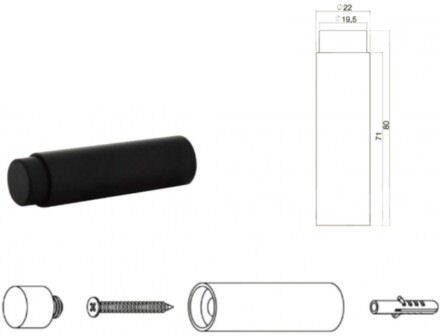 D4E Deurbuffer zwart wand 22x55mm