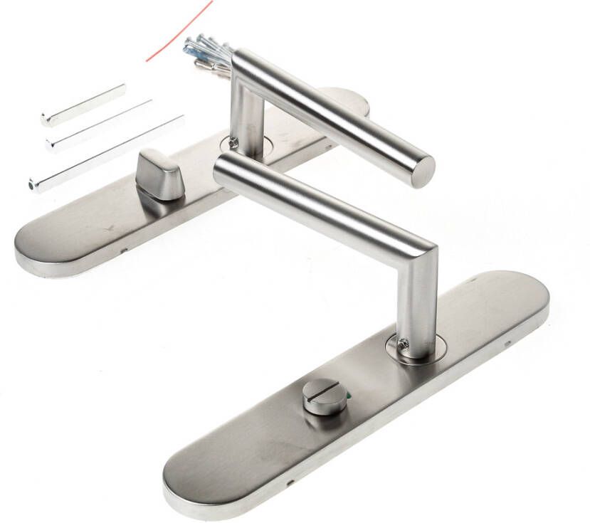 D4E Deurkruk L-model m sch.rvs wc8x63 ls 45x245mm