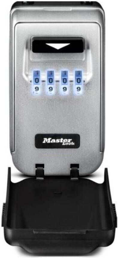 Masterlock Medium Key Lock Box Zinc alloy construction Light Up Resettable 4-digit combination (CR2032 Battery included) Mounting hardware included Black and Grey