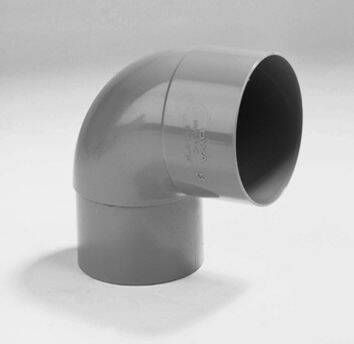 Dyka PVC Bocht 80mm Mof verjongd Spie-eind 87° gri