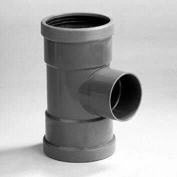 Dyka PVC T-stuk met 3 moffen 125x50mm 88° 2x MV 1x