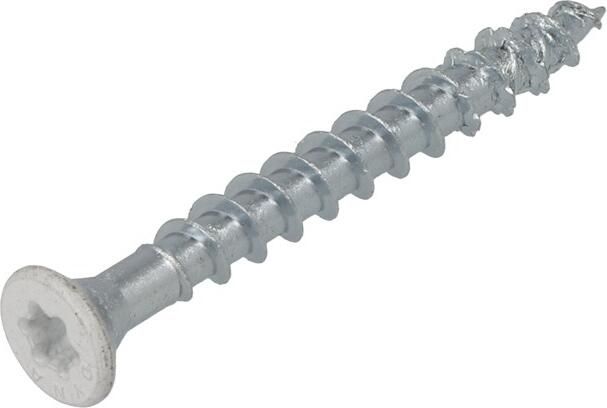 Dynaplus Beslagschroef Verzinkt Platkop Voldraad-8mm Witte Kop Torx TX20 4.5X40 | 200 stuks 0285.01.33608