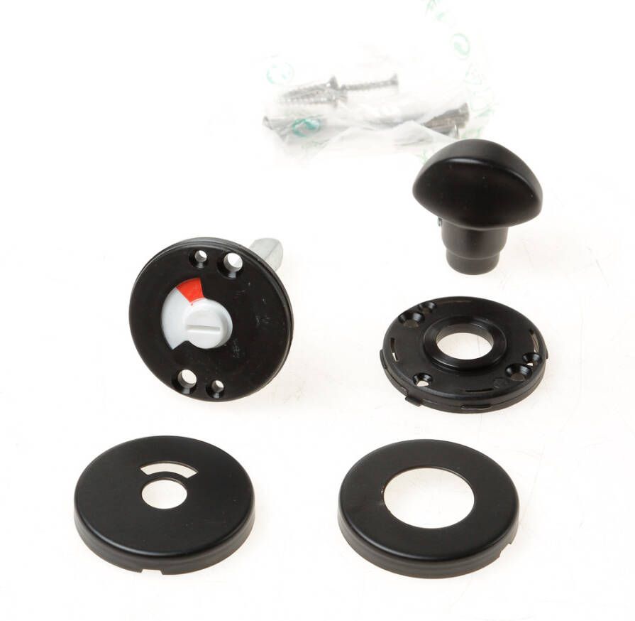 Entra WC garnituur alu zwart 50mm rond