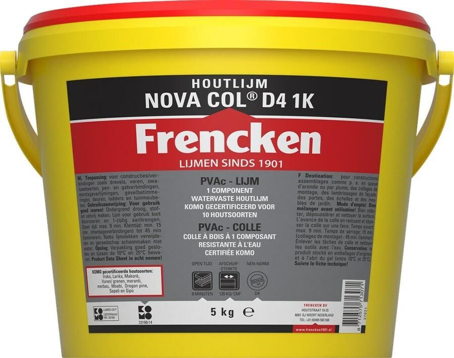Frencken HOUTLIJM NOVA D4 1K 5KG 145673