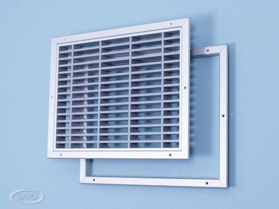 Gavo Deurrooster brandwerend geanodiseerd kader grijze lamellen