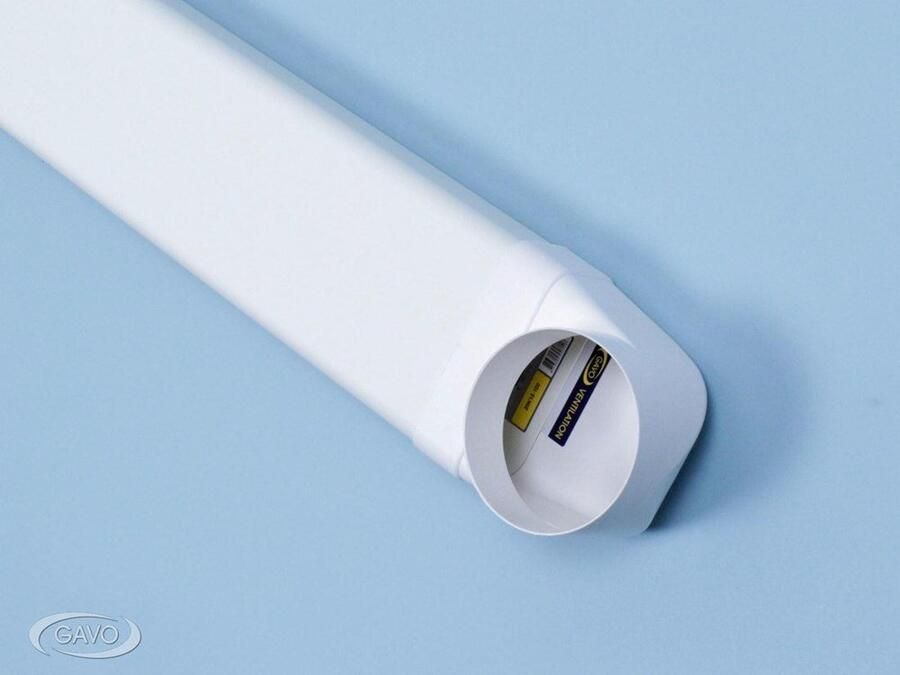 Gavo Platte buis kunststof 150x75 mm bocht haaks naar rond 125 mm naar 150x75 mm