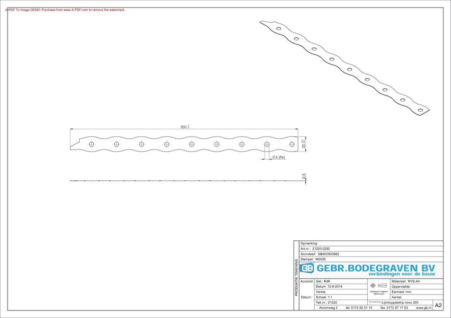 Gb Lijmkop.strip novo rvs 300x20